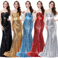 Grace Karin Strapless Sweetheart Decote Longa sereia Mulheres ocasiões especiais Sexy Cheap Sequins Prom Dresses CL4409-3